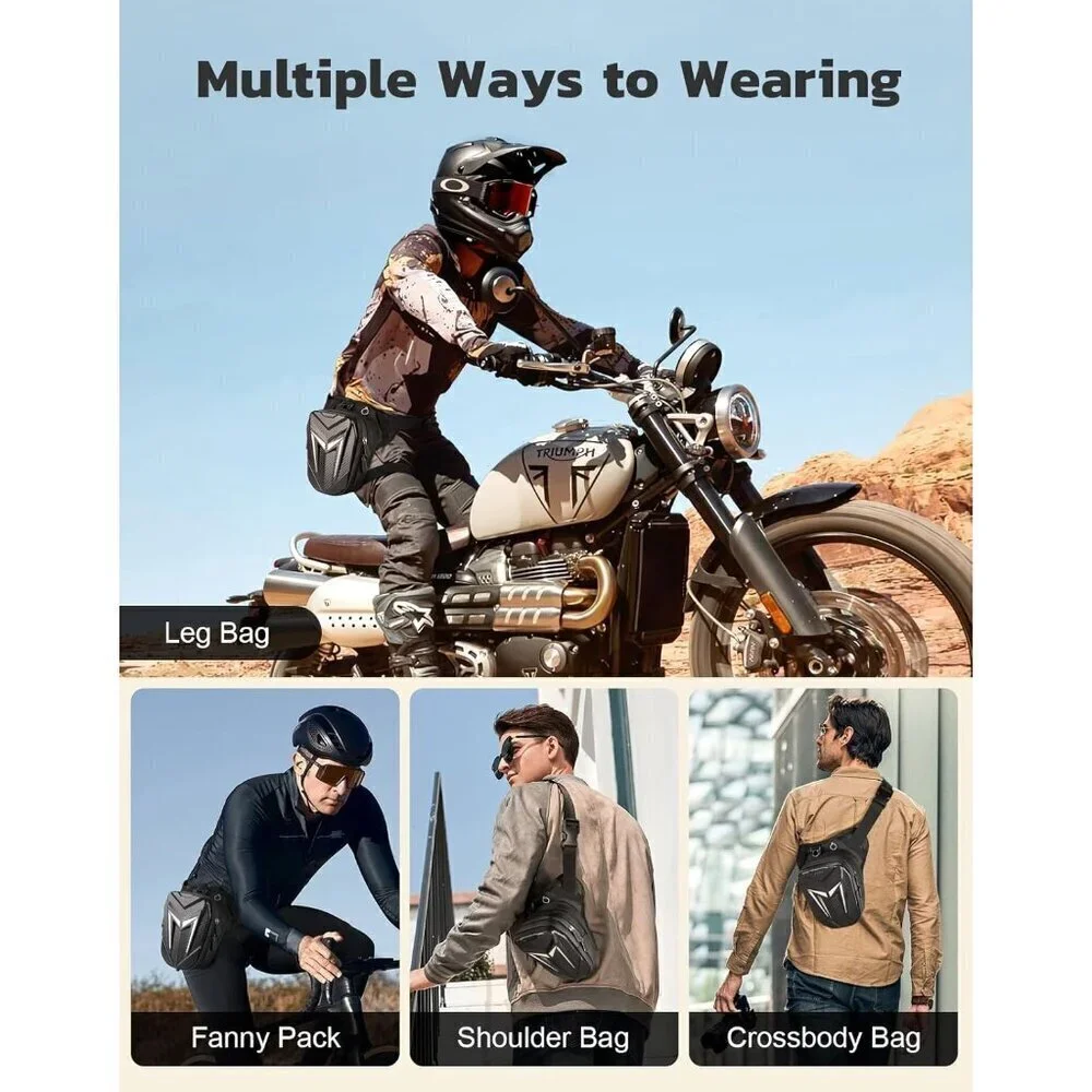 💫 Men Black Expandable Storage Hip Bag Strap Water-Resistant Motorcycle Hiking